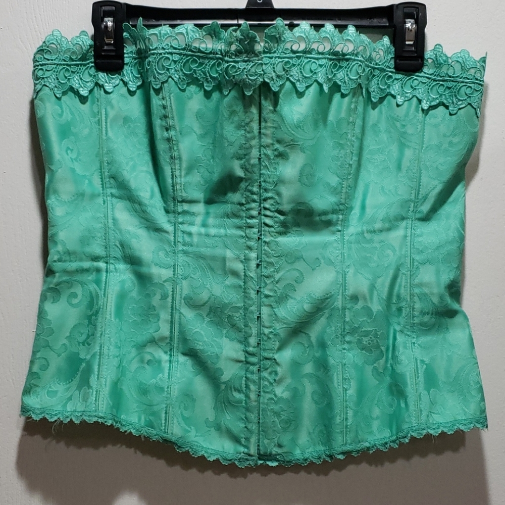 Frederick's of Hollywood Mint Green Lace Bustier Corset Top